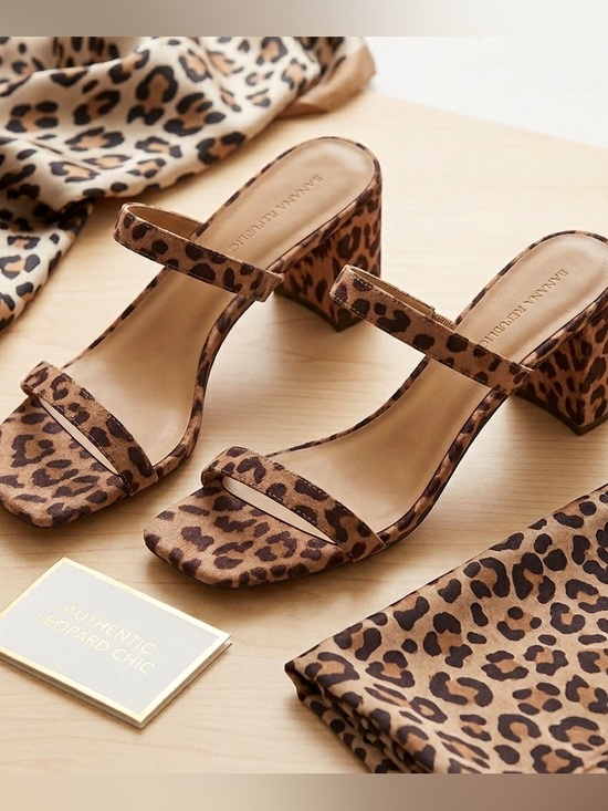 Banana Republic Shoes - Banana republic slip-on slides Leopard Print Block Heel Sandals Brown 8.5